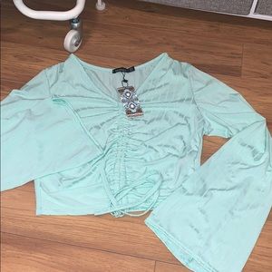Teal Flared Sleeve Top